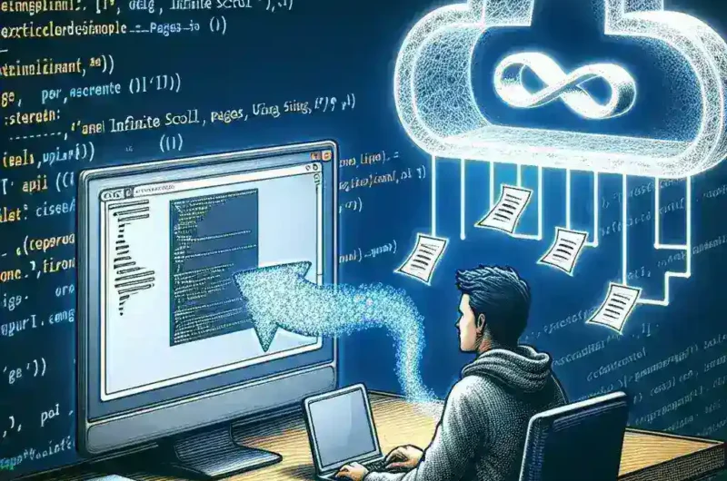 "Developer extracting data from infinite scroll pages using an API, showcasing a step-by-step method for efficient web scraping in a programming environment."