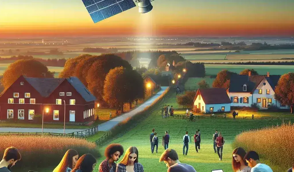"Rural college student using satellite internet connection to access online learning resources, highlighting new programs implemented by universities for improved connectivity in fall semester."